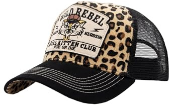 Queen fotogen, dam-truckerkeps – keps – lejon – leopard – Wild Cat – Falsk päls – Biker · Rider · Pinup – Rockabella – Vintage · Retro · Mesh · Patch · Snapback · Wild Rebel Royal Kitten Club