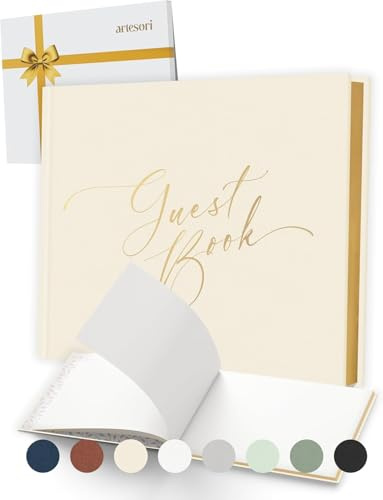 ARTESORI Wedding Guest Book for Reception — Gold-Foiled Guestbook to Sign in, Elegant Baby Shower Guest Book for Party & Birthday — Photo & Polaroid Guest Book for Wedding & Bridal Shower (Ivory)