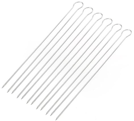 Toyvian 6 pièces Lot de Brochettes Bbq Acier Inoxydable Doubles Fourches Antidérapantes Réutilisables pour Grillades et Barbecue