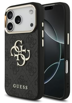 CG MOBILE Guess 4G Groß 4G Klassiker Logo Hülle für iPhone 17 Pro Max (Schwarz/Gold)