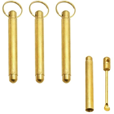 Mini Spoon Set 4PCS - Gold Tiny Powder Scoop for Vials, Portable Keychain Spoons for DIY Crafts, Art Projects, and Powder Measurement