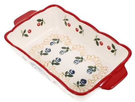 TOYANDONA Plat à Four En Céramique Rectangulaire Petit Format Poignées, Cuisson Multifonction, Résistant Au Micro-ondes, Pour Tarte, Gratin Et Plat De Service Quotidien