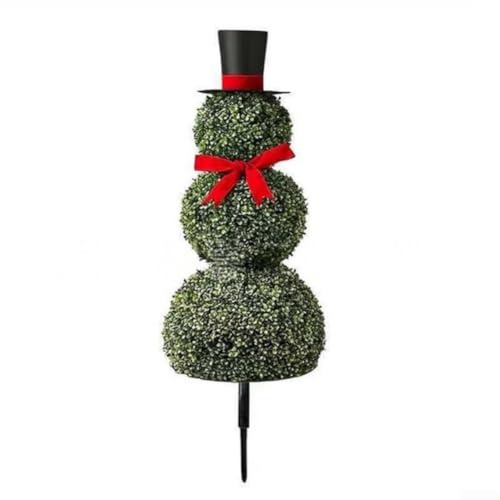 Juego de decoración navideña de muñeco de nieve doble con diseño realista y bases estables para ambiente navideño interior y exterior (A (no brillante))