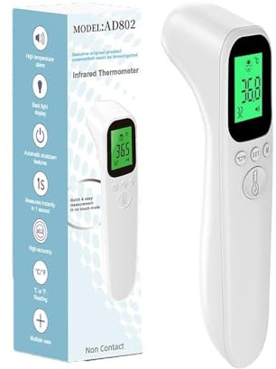 Thermomètre Frontal Bebe et Adultes,Thermomètre Infrarouge Numérique Sans Contact Pour Enfants, Thermomètres Rechargeables Avec Lecture Instantanée, Alarme De Fièvre, Rappel De Mémoire, °C/℉