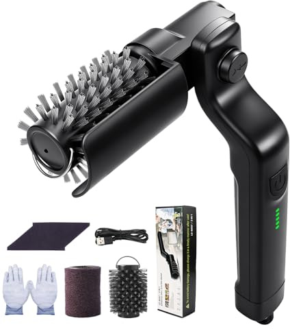 Brosse Barbecue Électrique 2-en-1, Brosse de Nettoyage de Gril sans Fil avec 3 Vitesses et 2 Brosse, 180° Réglable, 150 Min Autonomie, Rechargeable Nettoyeur de BBQ pour Grilles de Barbecue