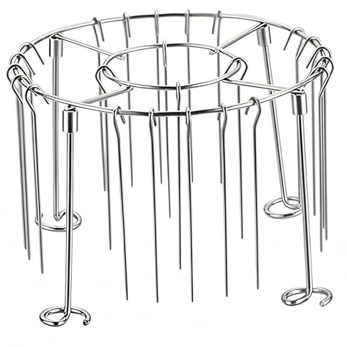 Rejilla para brochetas para freidora de aire, rejilla para brochetas para freidora de aire para cocinar uniformemente, 24 de acero inoxidable engrosadas de grado alimenticio con colgante