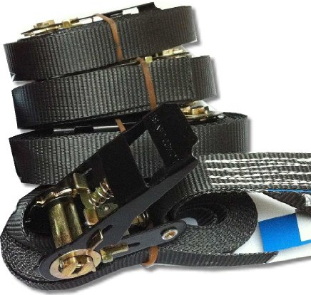 4 Stück Spanngurt Zurrgurt mit Ratsche 5m schwarz in EN 12195-2 Qualität, iapyx®