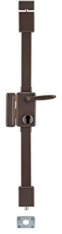 THIRARD - Boitier de Serrure en Applique Beluga à Fouillot pour Porte d'Entrée - Gauche - 3 Points - Axe 45 mm - Marron - Acier - Mécanisme à 8 Goupilles - Gâche Équerre - Poignée Double