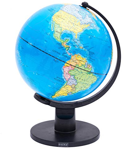Exerz 25cm World Globe English Political Map Swivel Rotating Desk Globe