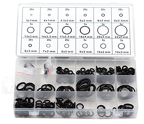 Chiloskit 225-teiliges Gummi-O-Ring-Sortimentsset, hydraulische Sanitär-, Luft-, Gas-, Paintball-Dichtungsset