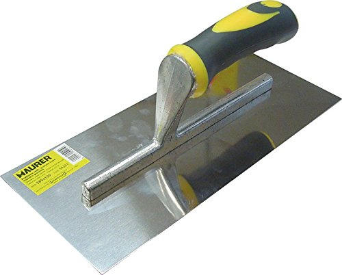 FRATTONE IN ACCIAIO INOX 280X120 MM-MANICO GOMMA- MAURER -EDILIZIA COSTRUZIONI
