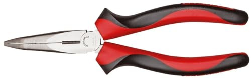 GEDORE red Flachrundzange 200 mm 45° gewinkelte Greifflächen, längsgezahnt/Induktiv gehärtete Schneiden / 2-Komponentengriff, handschonende Kraftübertragung