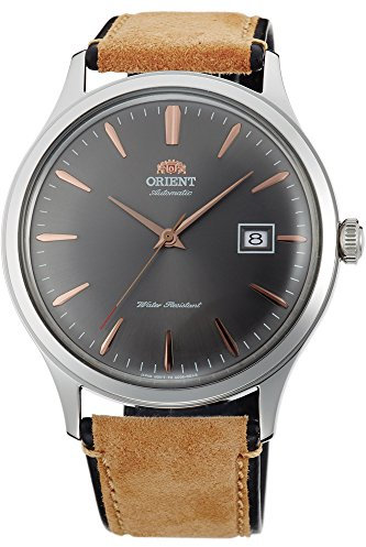 Orient Automatik Herren Armbanduhr aus Edelstahl und Leder in der Farbe Silber-Braun-Grau 42mm, Wasserdichtigkeit: 3Bar, FAC08003A0