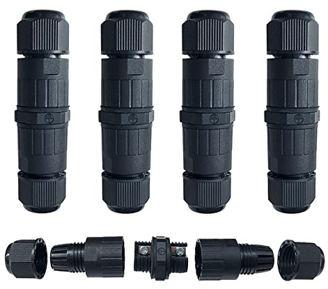 QitinDasen 4 Stück 3 Polig Wasserdicht Außen Kabelverbinder, IP68 Wasserdicht Abzweigdose Außen Kabelverbinder, für Kabeldurchmesser 5～9 mm (Schraube Typ)