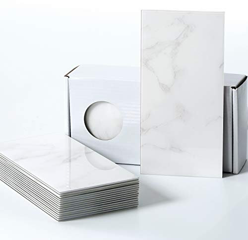 BeNice Piastrelle adesive per cucina, piastrelle della metropolitana, autoadesive, per parete, impermeabili, piastrelle in marmo (23 pezzi, bianco Carrara)