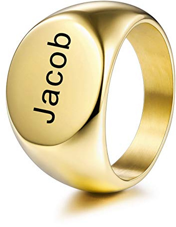 MeMeDIY Personalisierter Gravierter Anfänglicher Monogramm-Oval-Siegelring für Männer Frauen Jungen Anpassen von Edelstahl-buchstabenringen Valentinstag-geschenkschmuck, Bündel Ringgrößeneinstellern