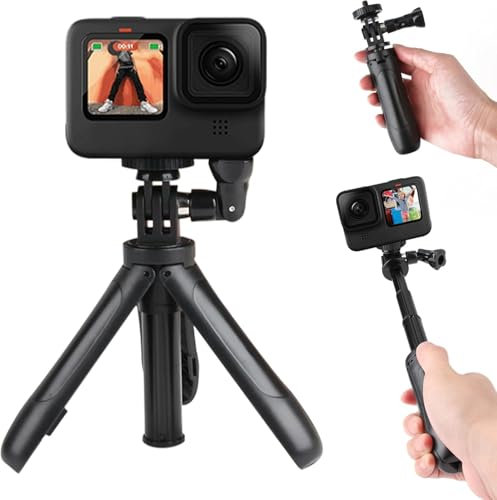 micros2u Mini Portable Vlog Selfie Stick Tripod Stand for Gopro Hero 13/12/11/10/9/8/7/6/5 Max DJI Osmo Action Insta 360 AKASO Action Camera Accessory Kit