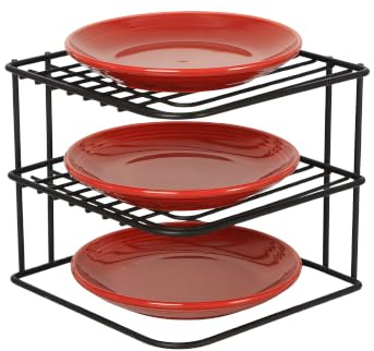 Buckingham 3 Tier Black Corner Plate Rack Kitchen Cupboard Storage Organiser Premium Quality Dish Rack Space Saving Shelf Organiser 22.5 Cm