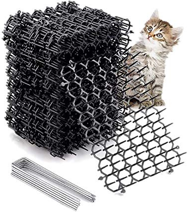 Fuyamp 12 Sheets Cat Scat Mat with Spikes, ABS Plastic Pet and Dog Deterrent Prickle Mat for Garden, Porch, Home, Anti Cat Mat Indoor Outdoor Mat