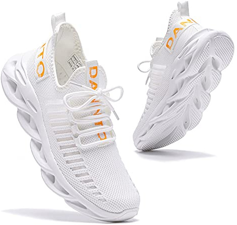 DANNTO Laufschuhe Herren Turnschuhe Damen Sneaker Leichte Atmungsaktiv rutschfeste Sportschuhe Gym Fitness Outdoor Schuhe Fashion Straßenlaufschuhe Weiß 39