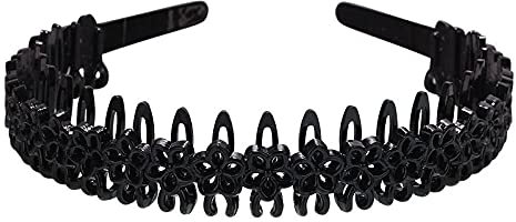 Hair Accessories For Women Bright Black Spray Paint Small Plum Flower With Tooth Hair Comb Comb To Teeth Multi-Tooth Headband Hair Card Small Flower Hair Accessories-19 # Black Headband