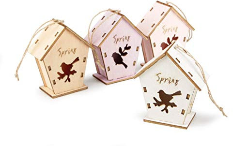 Vogelhaus zum Aufhängen I 8 Stück I rosa Flieder weiß apricot I Holz