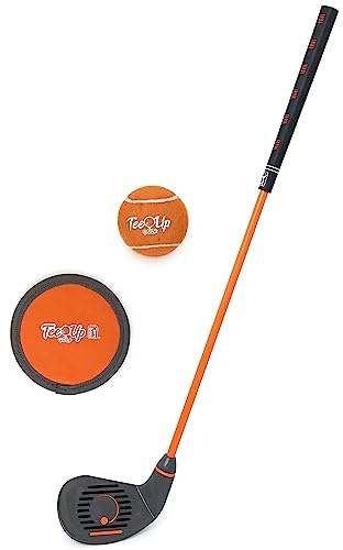 GOLFGEN | PGA Tour Tee-Up 3-Piece Set, Medium, Orange, Right Handed, Use for Indoor/Outdoor Practice, Junior Golf Training Set, Training Clubs