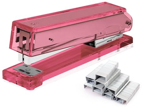 OfficeGoods Acryl-Heftgerät - Ästhetische & langlebige rosa Schreibtischheftklammer für modernes Büro - Stilvoller & kompakter Bürobedarf für Damen & Herren