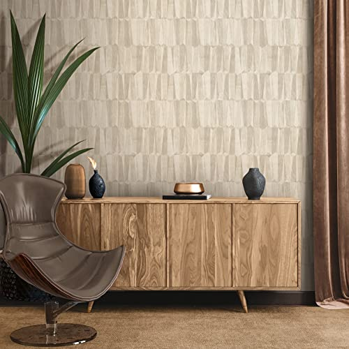 A.S. Création Nara 387431 Papier peint intissé effet bois Crème Beige Gris 10,05 m x 0,53 m Fabriqué en Allemagne