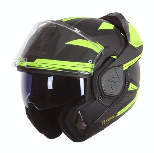 LS2, Casco Moto Modulare ADVANT REVO Black H-V Yellow, M