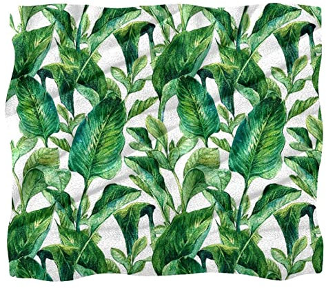 Fleece-Überwurfdecke, romantische Urlaubsinsel, hawaiianische Bananenbäume, Aquarellbild für Couch, Sofa oder Bett, gemütliche, weiche Decken