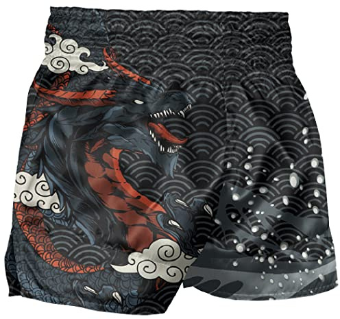 Sea Wave Dragon Boxing Muay Thai Shorts for Unisex MMA Shorts