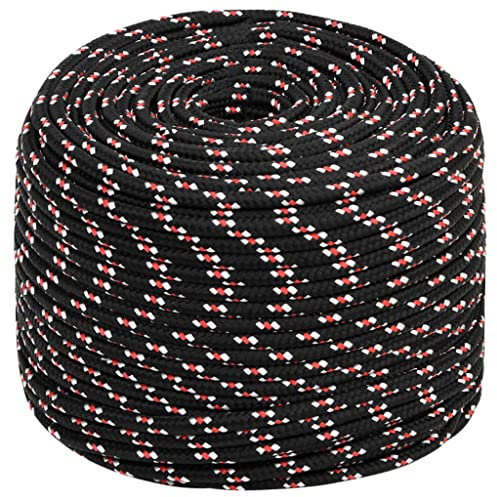 vidaXL Bootsseil Ankerleine Festmacher Tauwerk PP Leine Seil Tau Polypropylenseil Geflochten Flechtleine Schwarz 8mm 250m Polypropylen