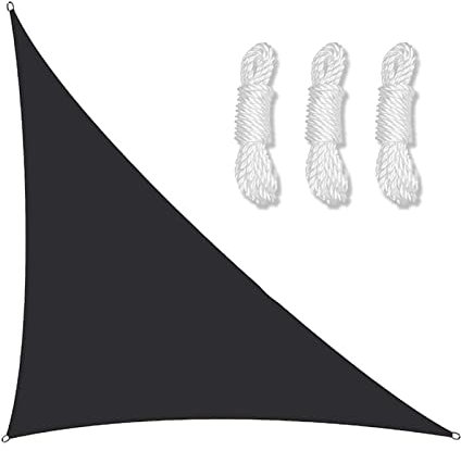 PRELGOSP Voile D'ombrage Triangle Rectangle, Toile Ombrage Imperméable, Voile Ombrage Résistant 98% Protection Rayons UV pour Patio Jardin Terrasse,Noir,5x5x7.1m