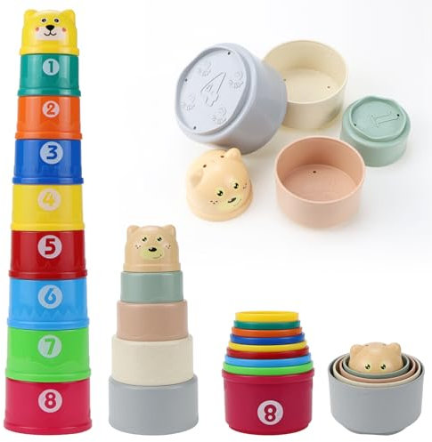 Stapelbecher mit 14 Bechern für Babys und Kinder lustiges pädagogisches Stapelbecher Silikon weiches Sandspielzeug Motorikspielzeug Lernspielzeug Geschenk BPA frei