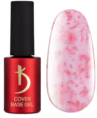 K Professional Base Coat - Base Gel Cover - Milky Lilac Flakes Camouflage -7ml- Unterlack - UV Nagellack - Gel Nägel - Milchig Lila Flocken Tarnfarbe Glitzern Confetti - UV LED