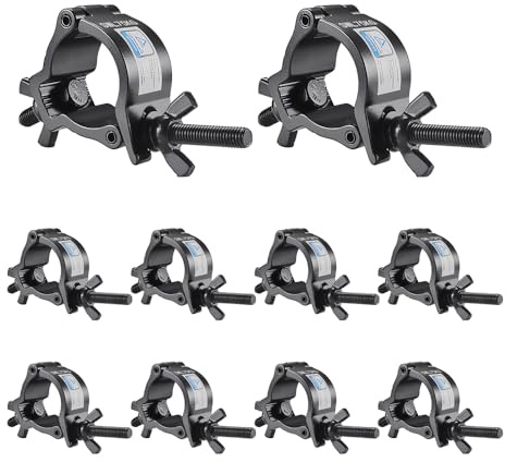 Truss Clamp Stage Light Clamp, 10PCS GZhuoNan Professional 35-40 mm Aluminium Black Small Size Light Clamps with TUV Certified, Heavy Duty 165LB Lighting Clamps, Fit for 1.4-1.6 Inch OD Tube/Pipe