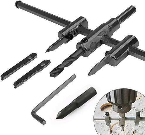 Fresa Circolare Regolabile con Punta Elicoidale [Dia:40mm-200mm], Set di Punte da Trapano Pera Tazza Circolare Regolabile, per Lavorazione del Legno Attrezzi da Taglio Fai da Te