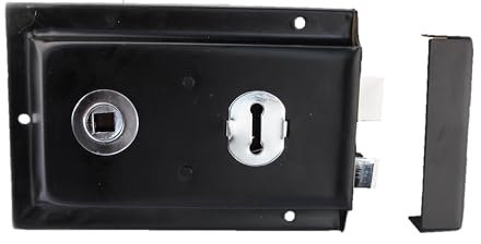 Haven Heritage Deadbolt Door Lock - Shed Llock, Garden Gate Lock with Key, Rim Lock Door Knobs, Gate Dead Bolts & Rim Locks with Keys - Rim Lock Black with Chrome Inset 6x 4