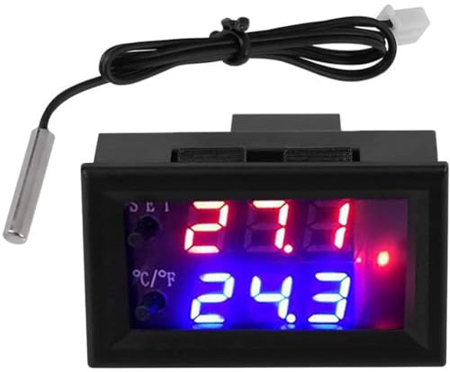 Temperaturregelungsmodul, Digitaler Temperaturregler Relais Wasserdichter Mikrocomputer Thermostatschalter mit Sensor, -58~212°F/-50~100℃, für Brutmaschinen, Klimaanlagen (DC 12V)