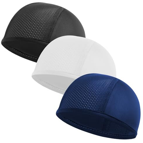 Granvoo 3 Stück Fahrrad Mütze Sommer, Unterziehmütze Atmungsaktiv, Sportmütze Herren Damen, Laufmütze, Leichte Helmmütze Schweißableitend, UV Schutz Mütze für Radfahren Motorradfahren Laufen Outdoor
