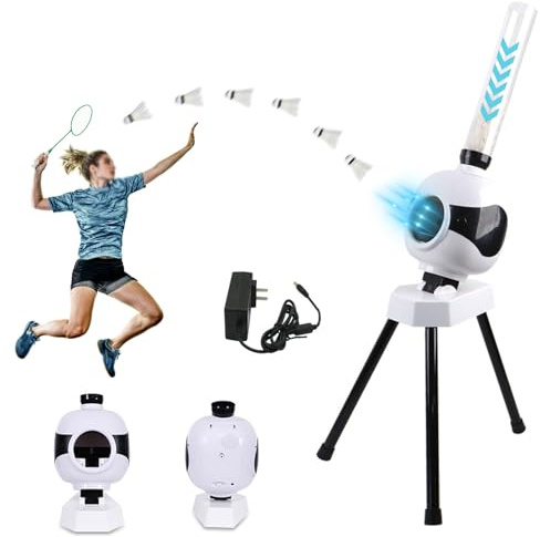 AYYDS Badminton-Aufschlagmaschine, Tragbare Badminton Ball Launcher, Automatische Badminton-Ballmaschine, Einstellbarem Winkel, Festpunkt-Aufschlag, 50 Ballkapazität