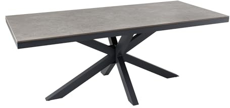 Riess Ambiente Esstisch Galaxie 200cm - hellgrau anthrazit - Keramik | Wetterfest, für ca. 8-10 Personen geeignet, auch für Indoor geeignet, gemütlicher Look, sicherer Stand, Aluminiumgestell