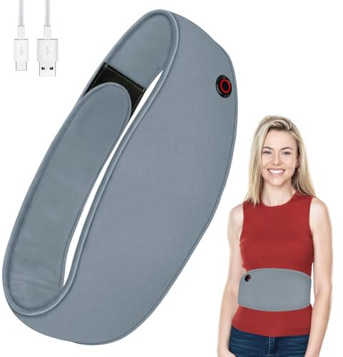 KAZATE Menstruations Perioden Wärmegürtel, Heizkissen mit Abschaltautomatik Klein USB Wärmekissen Elektrisch für Rücken Nacken Schulter Bauch Knie Lende, Tragbares Heizgürtel Maschine Waschbar Grau