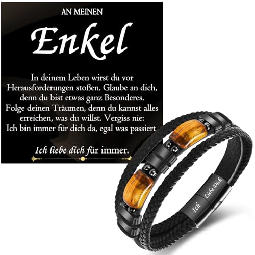 PDTU Geschenke für Männer, Lederarmband mit Gravur Ich Liebe Dich Geschenke für Mann Ehemann Freund Sohn Papa Patenonkel Onkel Opa Bruder Enkel Geschenk zu Weihnachten Geburtstag Jahrestag Geschenk