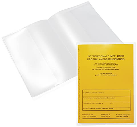 1x Impfpasshülle - Schutzhülle für neuen Impfpass, Impfbescheinigung für Kinder & Erwachsene (93 mm x 130 mm) - glasklar & doppelseitig mit Faltlinie - Made IN Germany