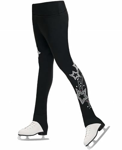 Gogokids Girls Ice Figure Skating Pants, Kids Fleece Thermal Black Leggings, Dancing Yoga Tights, Workout Training Practice Trousers