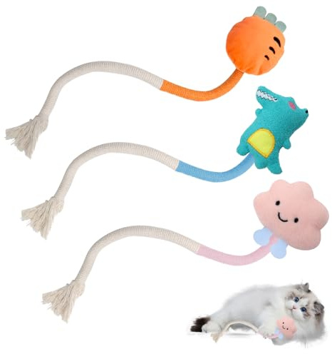 APOMOONS 3 Giocattoli per Gatti Giocattoli Interattivi Giochi per Gatti con Corda Masticare Gioco Gatto er la Pulizia dei Denti da Interni Gioco Gatto