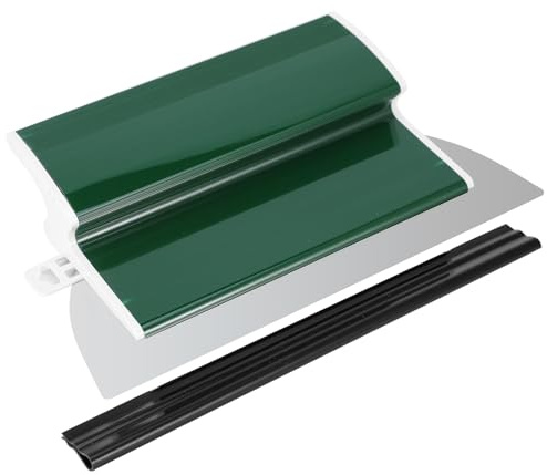 Hoja de desnatado para paneles de yeso, espátula alisadora de alta calidad, paleta de yeso profesional, duradera, semiflexible, con mango en forma de Z (verde, 25 cm)