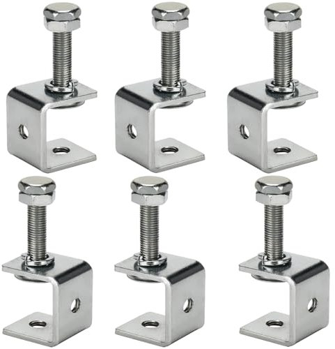 6 Stück C-Zwingen Kit, C Klemme Edelstahl Schraubklemme Heavy Duty C-Clamp Fixierzange Tischklammern Einstellbar Klemmbereich ist 0-25mm für Holzbearbeitung, Schweißen und Tischlerei
